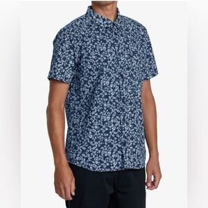 INC International Concepts Blue and White Casual Button Down Shirt